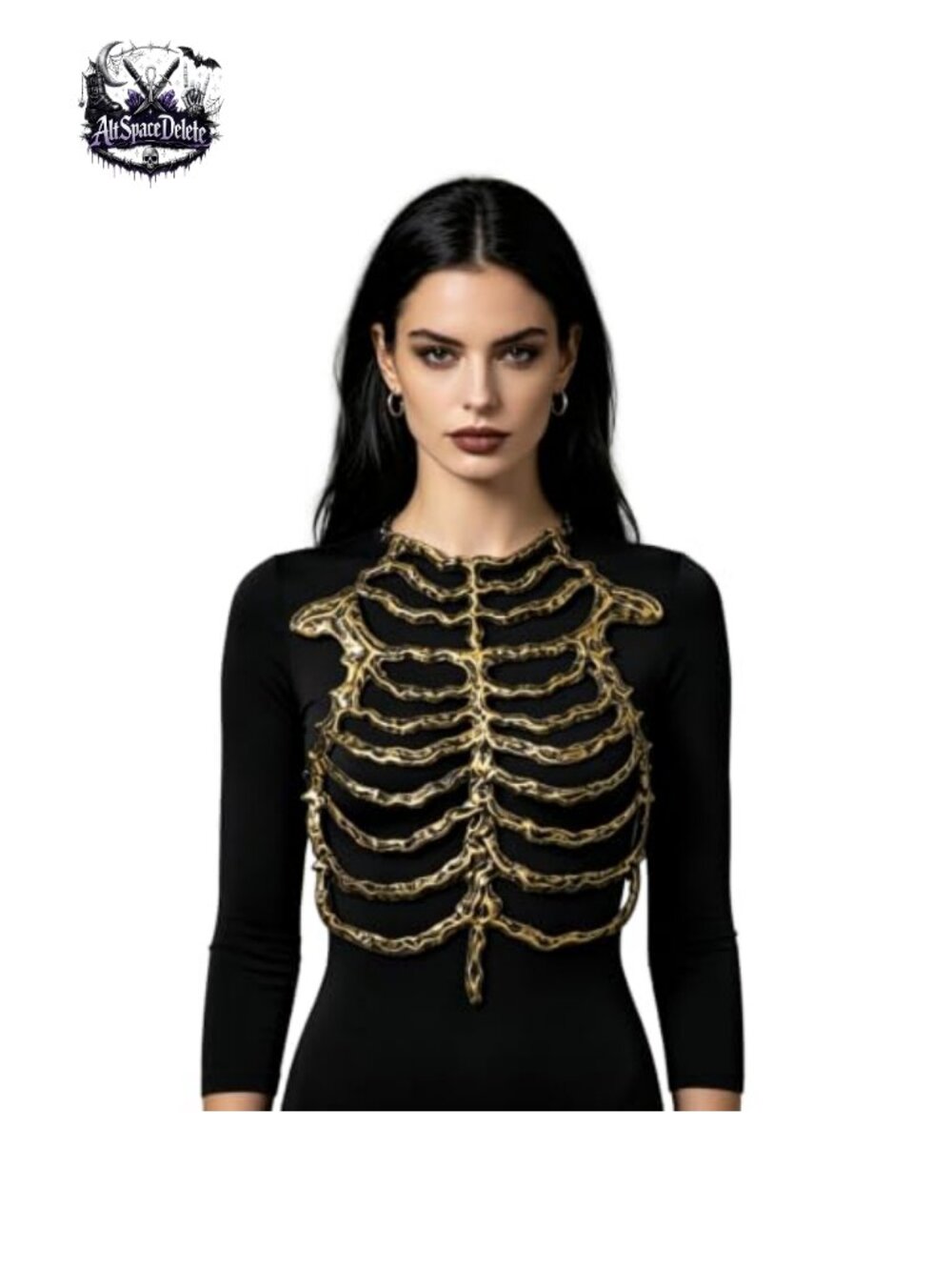 Gothic Skeleton Ribcage Corset Harness PU Foam Costume Top